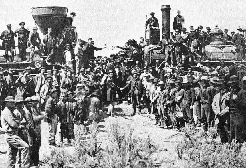 golden spike ceremony transcontinental railroad