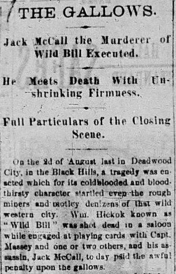 jack mccall hanging newspaper clipping