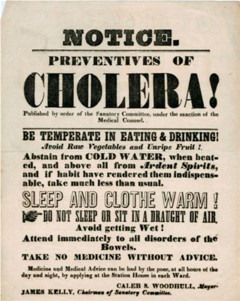 notice of cholera 1800s
